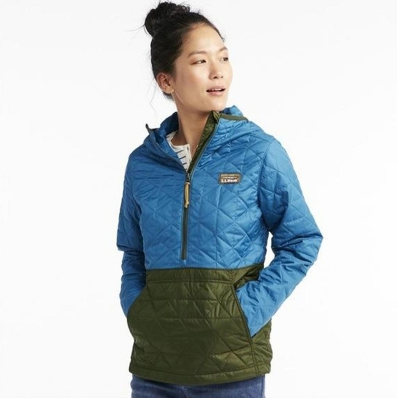 LL Bean Katahdin Pullover Quilted Colorblock Anorak Jacket Tuscan Olive/Teal XXS - Picture 2 of 15